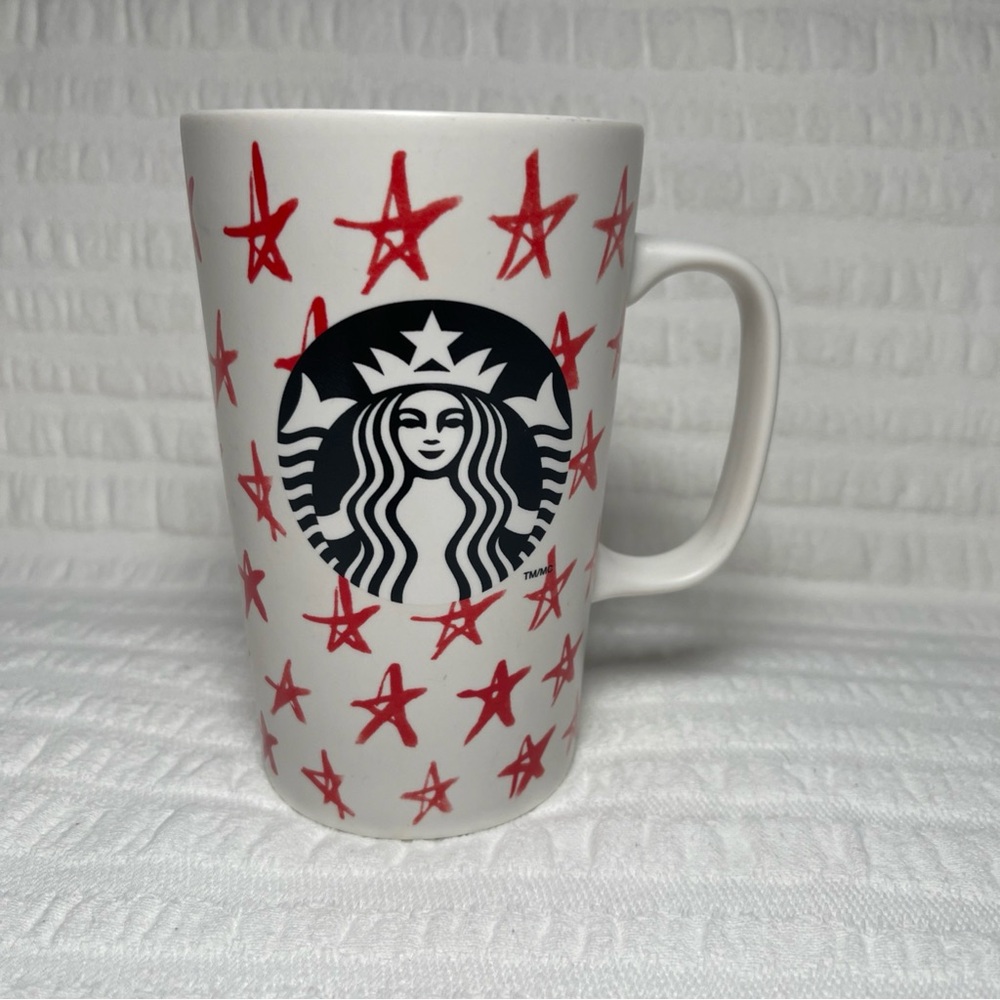 Starbucks 2014 Holiday Collection Mug Red Stars Black Mermaid Tall 16OZ